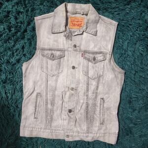 Vintage Levi’s Gray Acid Wash Denim Vest Sleeveless Jacket 21x26